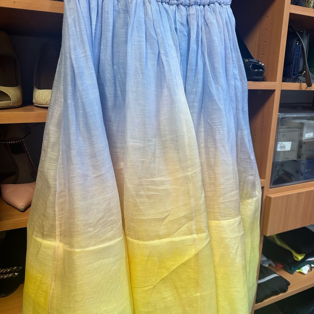 Harmony midi skirt yellow fields in blue